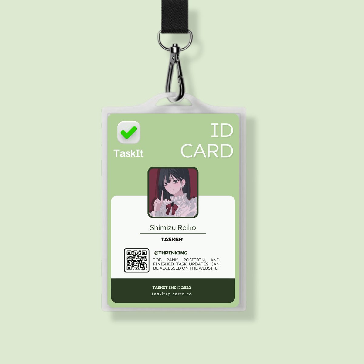 TaskItRP's tweet image. 🟢

                             𝐇𝐈𝐑𝐄𝐃!
                     Shimizu Reiko
             —— @thpinking ——

Welcome to TaskIt Inc. Team!