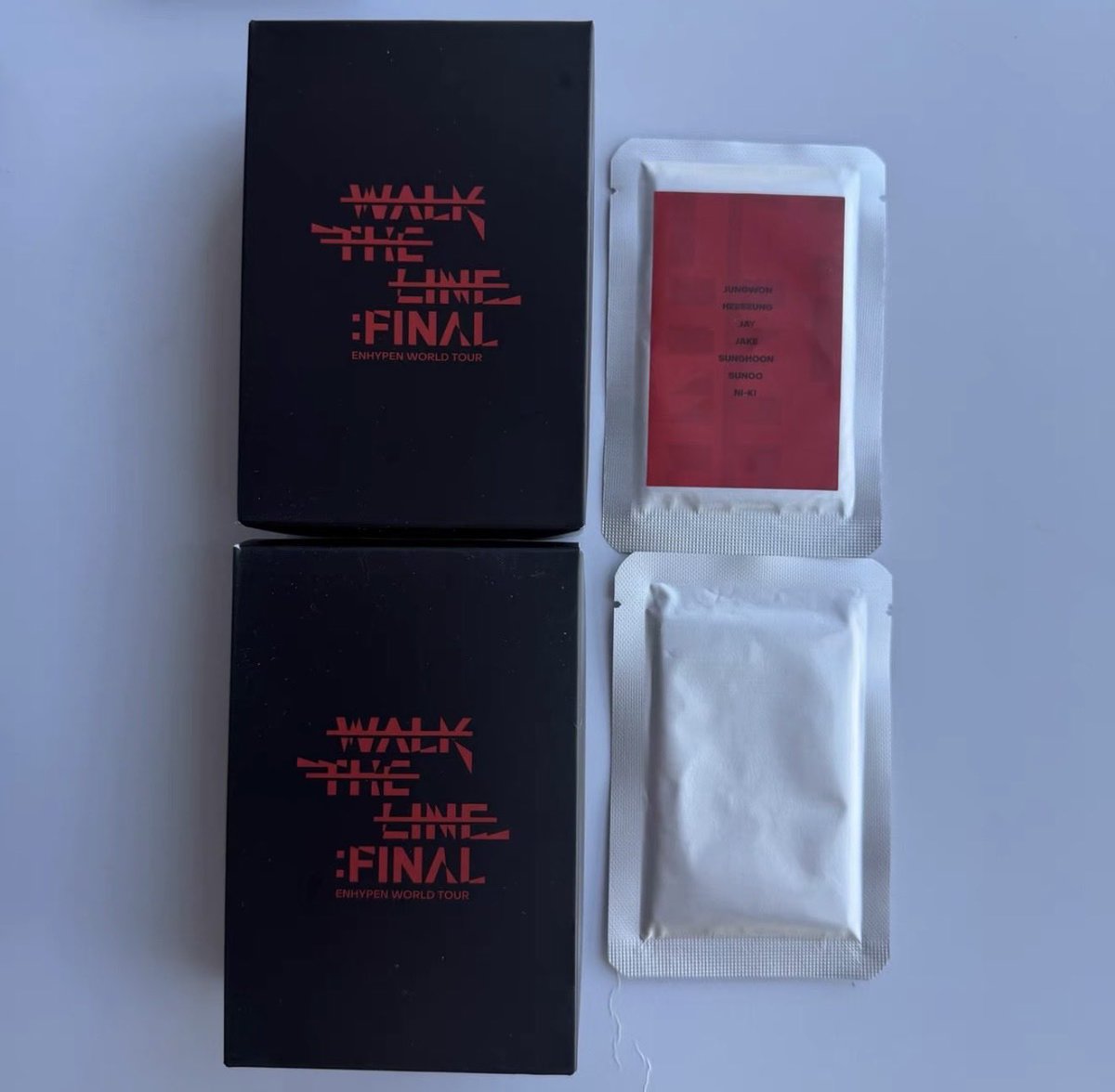 ENHYPEN WALK THE LINE FINAL
特典 買取 代行

MD 赤色表紙）譲1パック 1750円

ランダムカード  譲1パック 1450円

お心当たりの方はお気軽にDMにご連絡ください꒰⌯͒•ɷ•⌯͒꒱
#enhypen共同購入 #enhypen交換
#enhypen買取