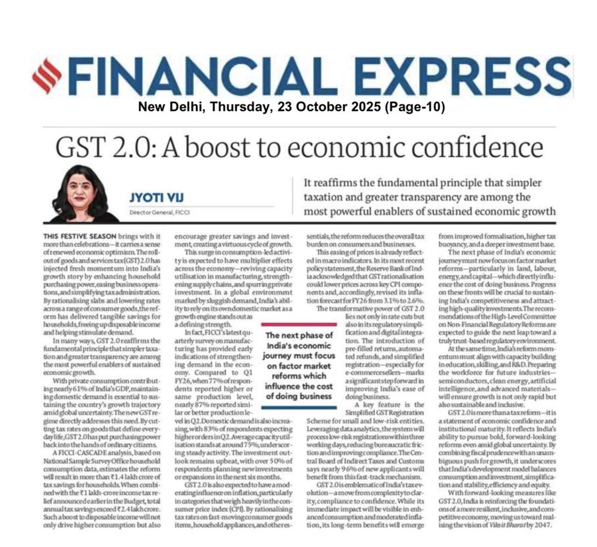 GST 2.0 brings renewed economic optimism by simplifying taxation and lowering rates across consumer goods. This reform reduces tax burden on households and businesses, boosting purchasing power and stimulating demand. With improved formalisation and deeper investment base, the
