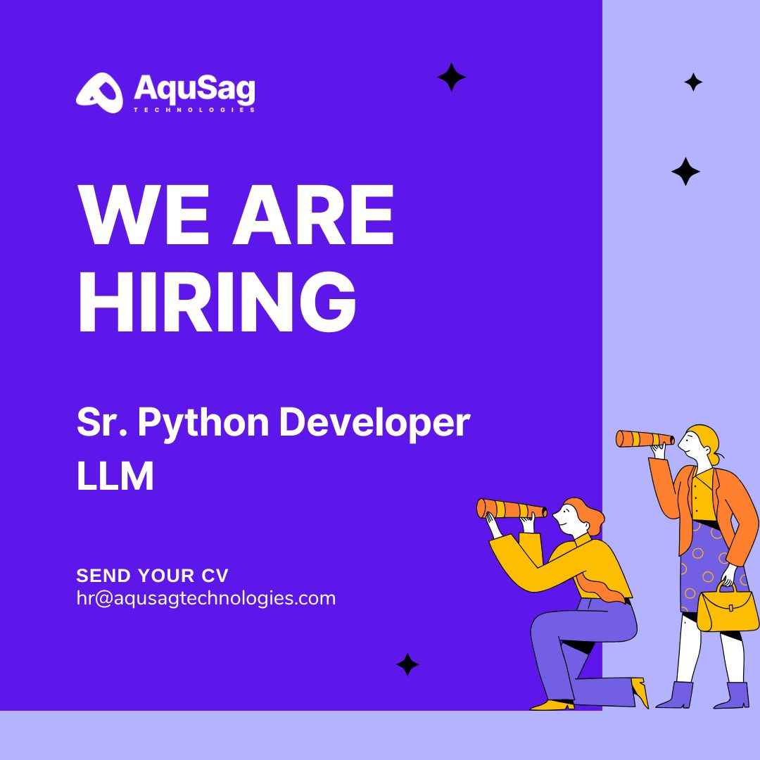 aqusag's tweet image. 🚨 We’re #hiring: Sr. Python Developer – LLM Focus
💻 Remote | 🧠 LLMs, NLP, HuggingFace, PyTorch, LangChain
✅ 5+ YOE Python | Work with AI research teams

📩 Apply: aqusag.com/jobs/detail/sr…

📧 hr@aqusagtechnologies.com
📞 +91-8700883932

#Python #LLM #AIJobs #RemoteJob