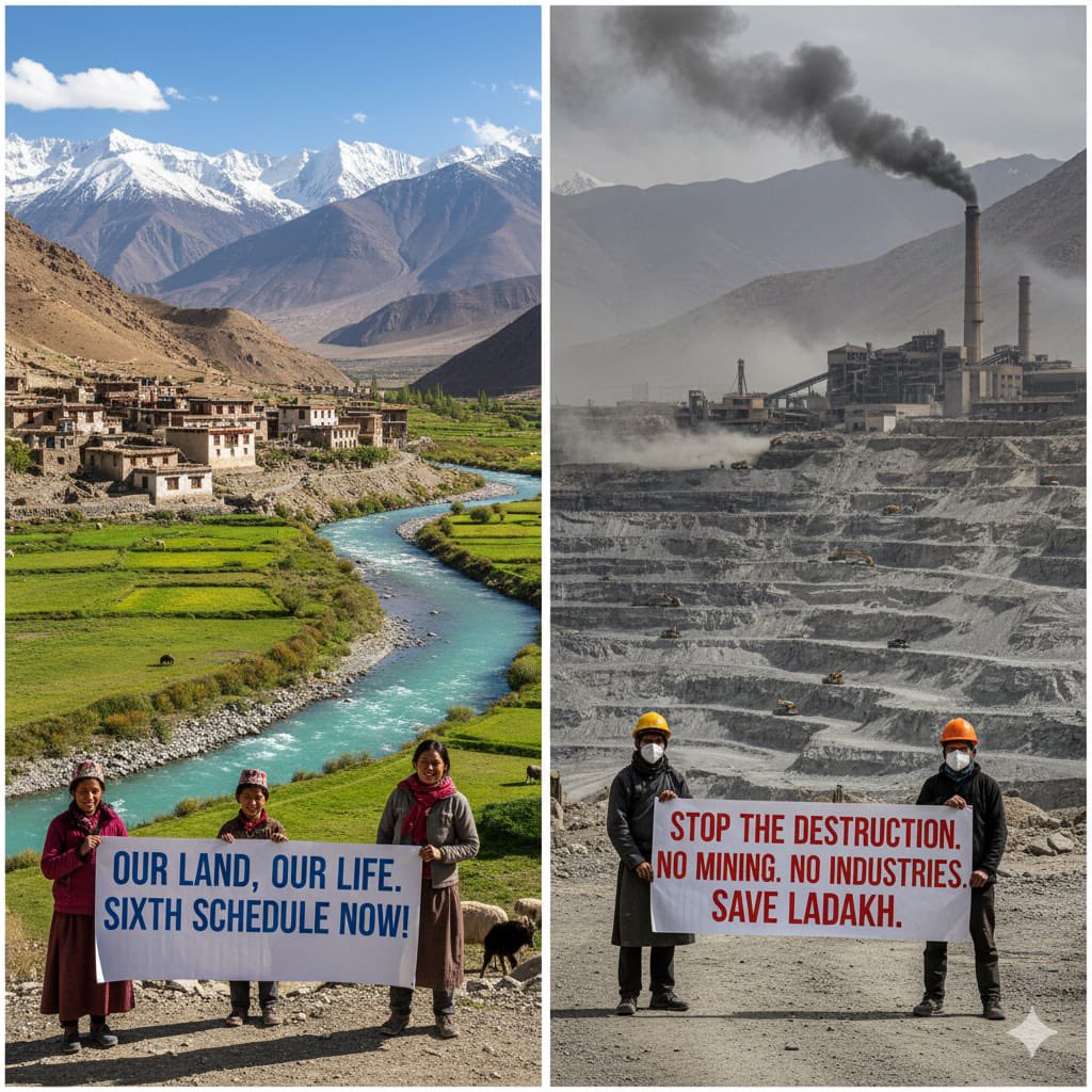 लद्दाख सिर्फ पहाड़ और नदियाँ नहीं, यह हमारी आदिवासी संस्कृति और जीवन का घर है।

अगर हम इसकी पारिस्थितिकी तंत्र और सांस्कृतिक धरोहर की रक्षा नहीं करेंगे, तो यहाँ केवल धूल, खनन और खालीपन ही बचेगा।

समय बहुत सीमित है। अगर हमने आज कदम नहीं उठाया, तो कल केवल बर्बादी, पछतावा और अपूरणीय