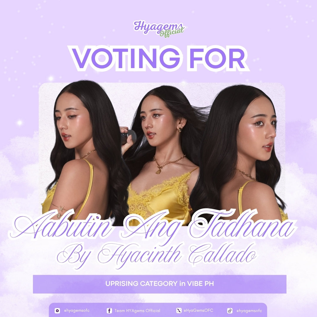 HyaGemsOFC's tweet photo. Aabutin ang Tadhana… and with your votes, we just might 😉

Hyagems, let’s do this!

Let’s vote for Aabutin Ang Tadhana by #HyacinthCallado on Vibe PH Uprising category and let's make her shine brighter!

Here’s how to vote: https://t.co/Pkk71x8IIF