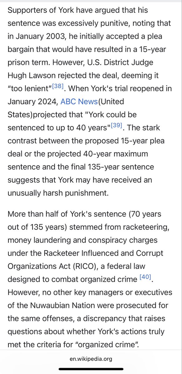 Umayork_'s tweet photo. Great news. With help from independent 3rd parties, the entry of my father on Wikipedia has been edited. Claims that he leads a “hate group” and “black supremacy” group have been deleted. A whole section about the controversy surrounding his conviction is added. https://t.co/o5dwDEG6Co