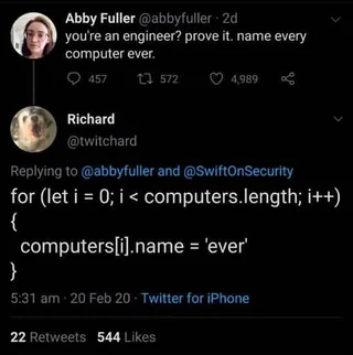dev_shorts's tweet image. When a programmer takes things way too literally 😭
