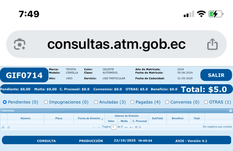 Luciagv3's tweet photo. @ATM_Transito 1/2 como es posible que no estén coordinados los departamentos correspondientes.  La multa fue el 27/09 y a menos de 5!días de cumplir el mes ya envían avisos de juicio coactivo. Incluso ya no está en sus registros adicional hay un valor de $5 con el Ítem Otros https://t.co/RQkMb8MT4c