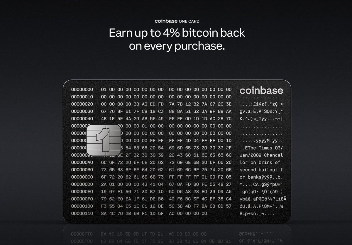 Cointelegraph's tweet image. 🇺🇸 TODAY: Coinbase officially launches its Coinbase One Card in the US, powered by American Express, with up to 4% Bitcoin back on every purchase.