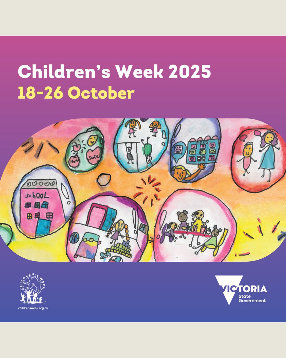 🌟 Children’s Week | 16-18 October 2025

This year’s theme - “Everyone should know about Children’s Rights” reminds us how important it is to listen to, support, and empower every child, and to uphold the rights of children across Victoria!
For more info: vic.gov.au/childrens-week