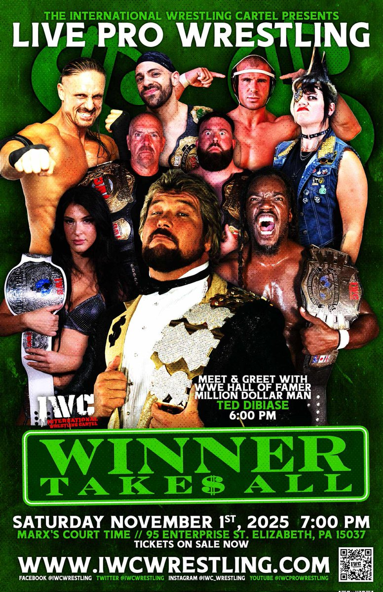Come meet WWE Hall of Famer <a href="/MDMTedDiBiase/">Ted DiBiase</a> and also see independent wrestling's best kept secret all on November 1st! Tickets at ticketleap.events/events/iwcwres… or watch on <a href="/Triller_TV/">TrillerTV</a>!!