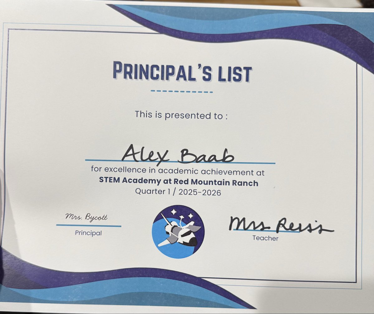 Made the Principal’s list for the first quarter. Straight A’s!! STUDENT athlete!!