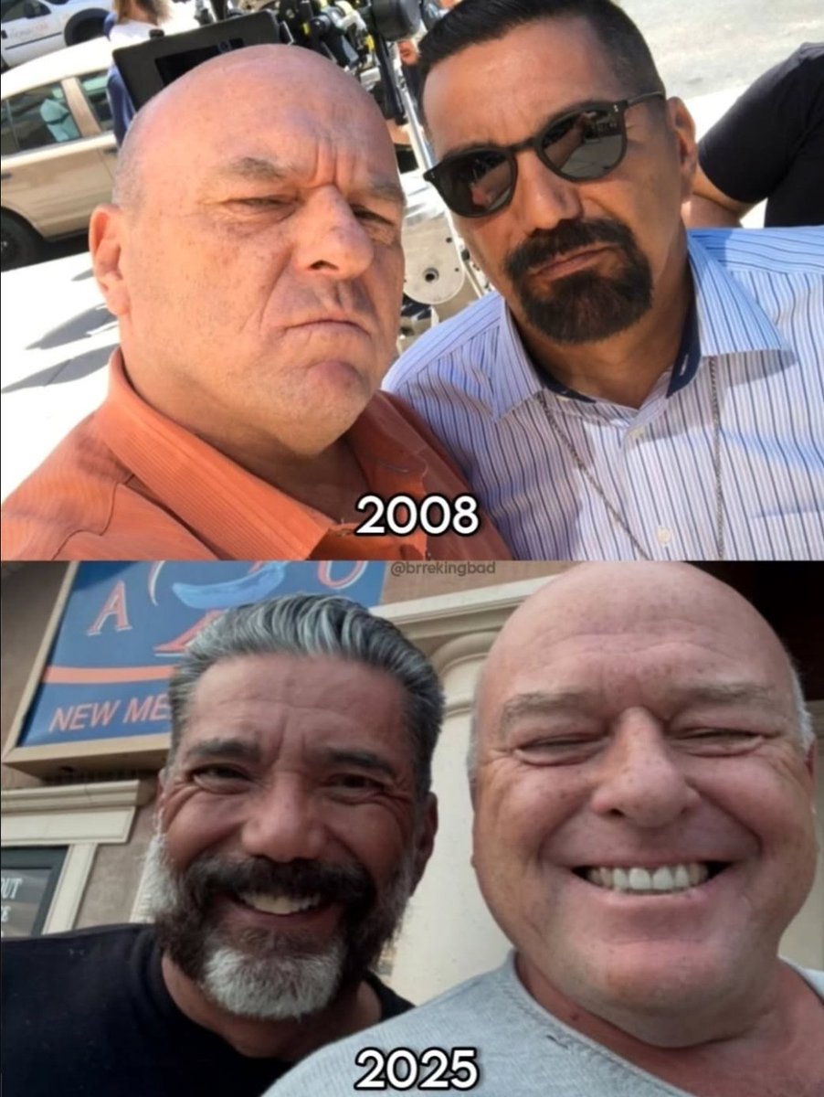 itsSaulGoodman's tweet image. Hank and Gomie. Then and now.