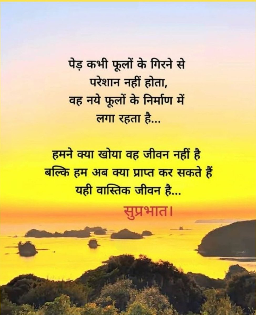 पेड़ सिखाता है कि हर गिरावट के बाद फिर से खिलना संभव है। 
जीवन में जो चला गया, वो अंत नहीं,
बल्कि नए आरंभ का संकेत है।
खोने पर नहीं, पाने की कोशिश पर ध्यान दें 
यही सच्चा जीवन है। 
सुप्रभात — 🌞 Good Morning