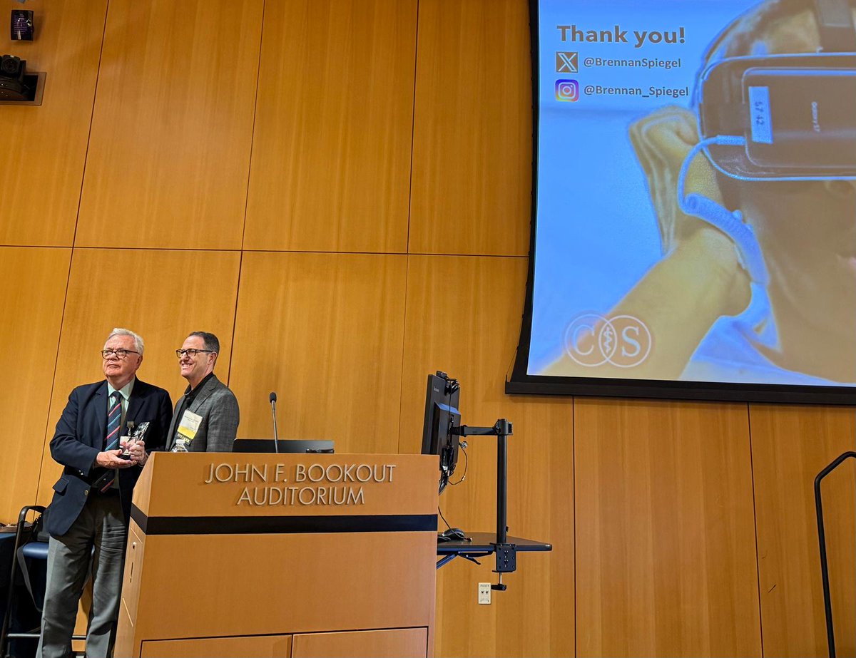 Inspiring talk today from Dr. <a href="/BrennanSpiegel/">Brennan Spiegel, MD, MSHS</a> at the Underwood Presidential Lecture with <a href="/eamonnquigleymd/">Eamonn Quigley</a> at <a href="/MethodistHosp/">Houston Methodist</a> <a href="/HMethodistMD/">Houston Methodist MD</a> : 
"𝑻𝒉𝒆 𝑭𝒖𝒕𝒖𝒓𝒆 𝒐𝒇 𝑴𝒆𝒅𝒊𝒄𝒊𝒏𝒆 𝒊𝒏 𝒕𝒉𝒆 𝑬𝒓𝒂 𝒐𝒇 𝑨𝑰" brennanspiegelmd.com #AIinMedicine #MedEd