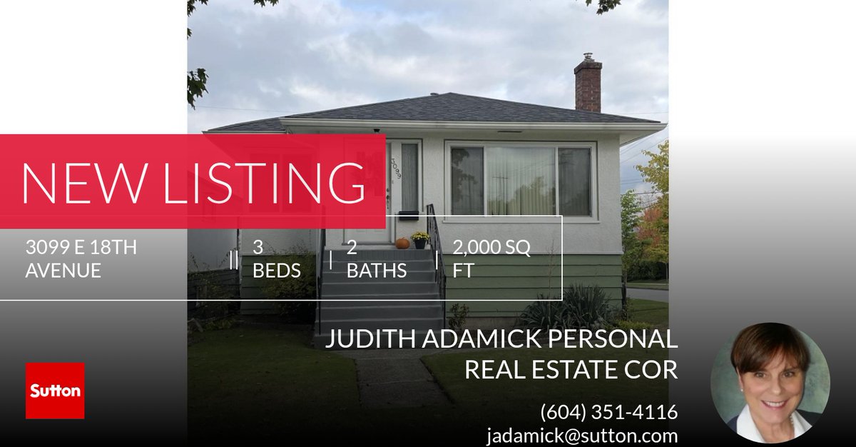 JudithAdamick's tweet image. 📍 New Listing 📍 Take a look at this fantastic new property that just hit the market located at 3099 E 18th Avenue in Vancouver. Reach out here or at (604) 351-4116 for more information

Judith Adamick President
Personal Real Esta... …amickpersonalrealestatecor.sutton.com/showcase/3099-…