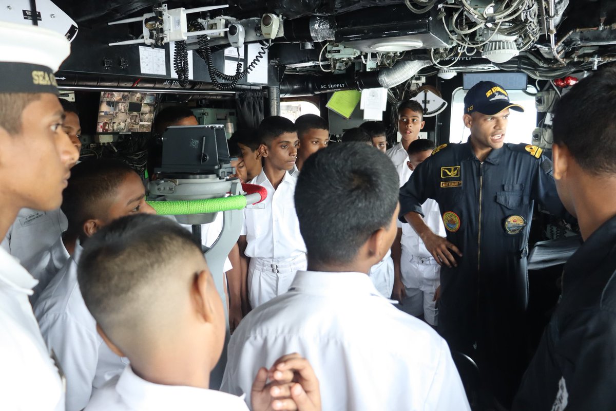 IN_EasternFleet's tweet photo. "Youth of today has the power to shape not just the future, but the values that define it."
- Unknown
As part of commemorative activities towards the ship’s 34th anniversary, #INSKhanjar of the #EasternSword #SunriseFleet welcomed #Seacadets of #Seacadetcorps from #INSCircars, Visakhapatnam. The cadets were provided immersive experience and insight into various facets of the Indian Navy and life onboard a warship.
These visits will play a pivotal role in nurturing maritime consciousness and instilling pride in the young minds and motivating them to pursue careers as future leaders of the #IndianNavy. 🇮🇳
@indiannavy
@IN_HQENC
@PRO_Vizag