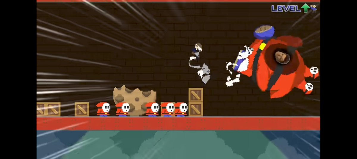 Estaba viendo level up un animador de Mario bros y cuando le rompió la máscara de shy guy gigante que mierda es esto xd