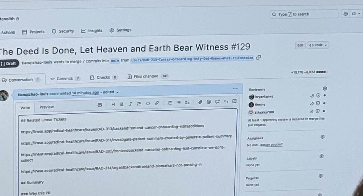 boy_miffy1's tweet photo. i turn around and our founding MTS is writing up a PR with + 13,000, - 6,000 titled “the deed is done, let heaven and earth bear witness” chat, am i cooked 😭😭 https://t.co/pHWdixtuBh