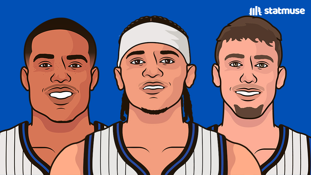 statmuse's tweet image. Magic trio in the opener:

Bane — 23 PTS | 3 3P
Paolo — 24 PTS | 11 REB
Franz — 24 PTS | 6 AST 

Top __ trio in the NBA this season.