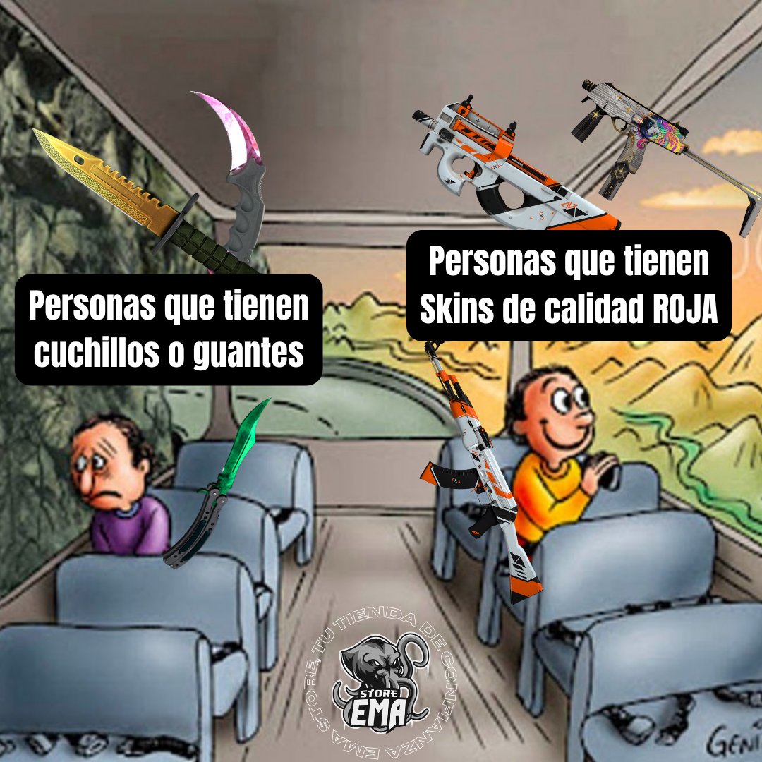 EmaStoreCs's tweet photo. RESUMEN DE LA ULTIMA ACTUALIZACION 😂

Para los que aun no se enteraron, los cuchillos o guantes se pueden conseguir haciendo contratos...

Si, podes cambiar 5 skins de calidad ROJA x 1 guante o cuchillo 🔥

Rt = Lloremos juntos por el crash market https://t.co/HCCu9QCdfz