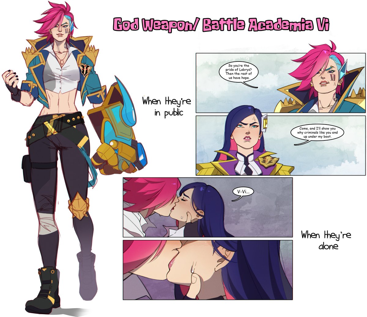OmyChan2's tweet image. Another drawing of my version of Battle Academia Vi, because this princess Heather needs someone to bring her down a notch.
#Caitlyn #Vi #CaitVi #piltoversfinest #Lol #BattleAcademia