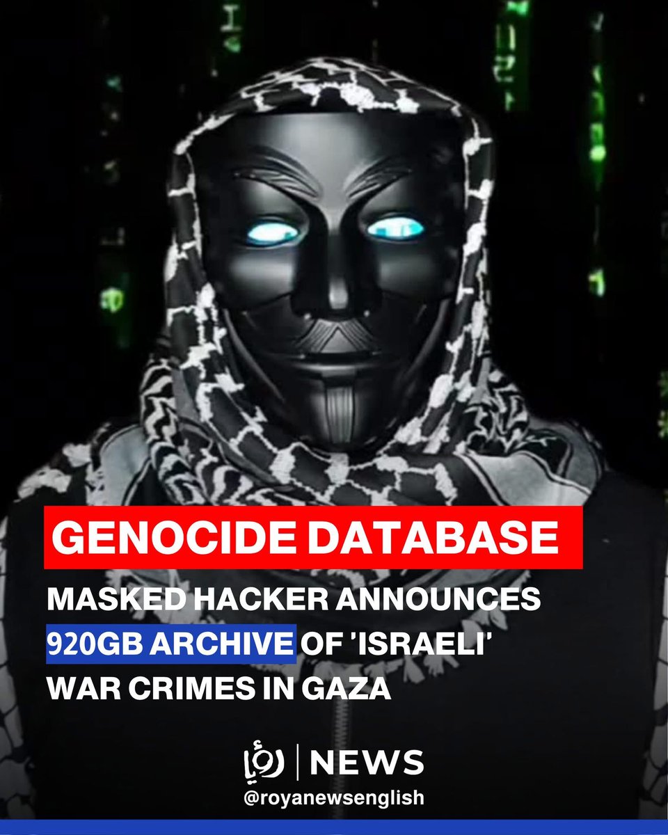 Masked group <a href="/xIsraelExposedx/">Israel Exposed</a> claims release of 920GB Gaza war crimes archive, urges ICC action. 🔥🔥🔥 Thank you! 

en.royanews.tv/news/64330
