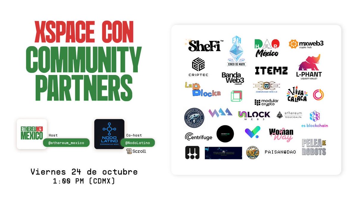 NodoLatino's tweet image. ¡El norte se prepara para vibrar en Ethereum!

De la mano de @ethereum_mexico , te compartimos un adelanto exclusivo de lo que está por venir rumbo a #ETHMexico2025 🇲🇽

Un espacio donde encontrarás muchas ideas y builders.