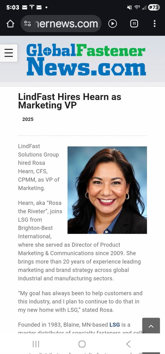 ProferredRivets's tweet image. I&apos;m so excited to be part of @LindFastGroup. Go LSG!