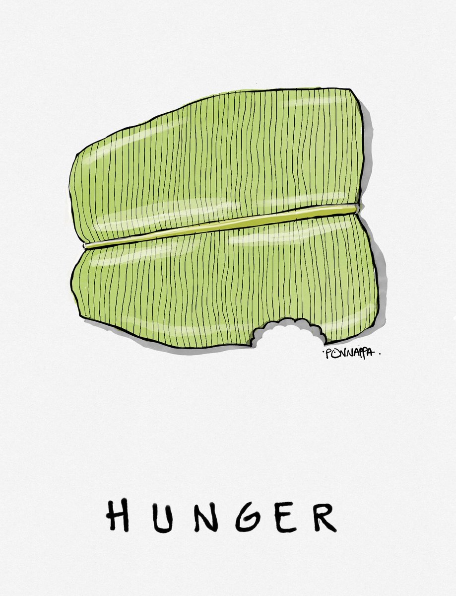 PonnappaCartoon's tweet image. #hunger #banana-leaf #plate