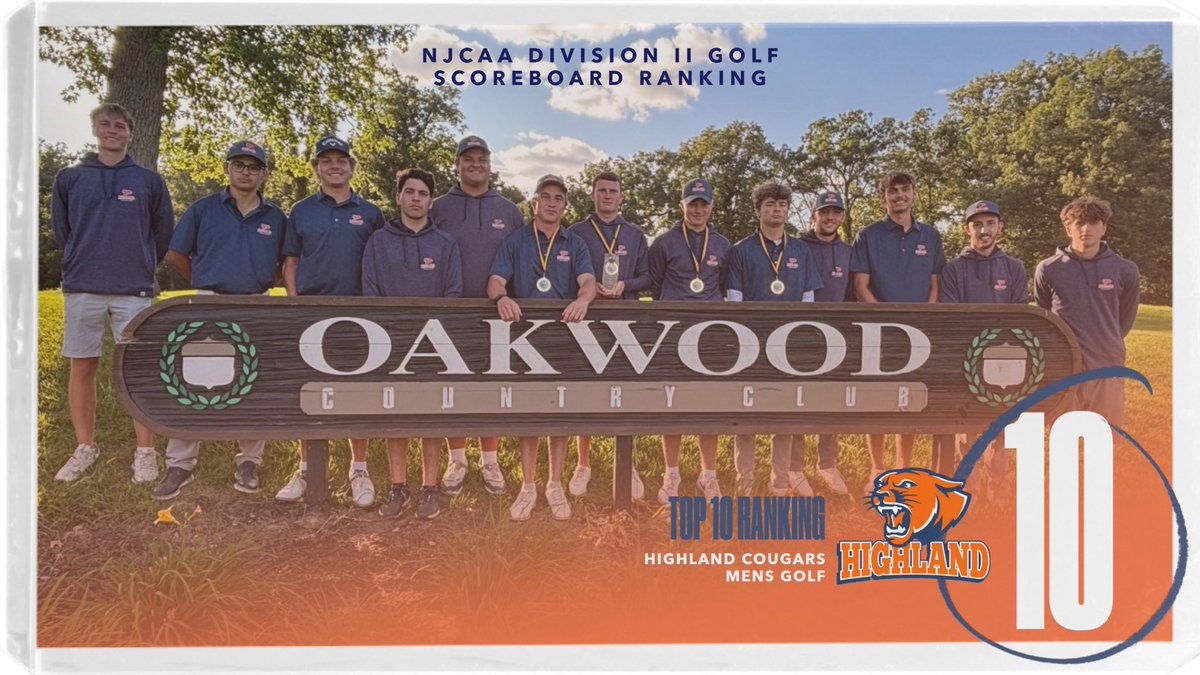 📈 Cougar Golf keeps climbing!

Highland Men’s Golf ranks #7 in the GCAA Coaches Poll and #10 in the Scoreboard Clippd NJCAA DII Rankings 🔥

Four Cougars in the nation’s Top 100:
#34 AJ Anderson
#60 Luis Duffy
#69 Francisco Roubineau
#90 Jake Maloret

#HighlandGolf