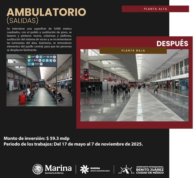 AICM_mx's tweet photo. Porque sabemos que cada detalle cuenta en tu experiencia de viaje. #Remodelamos áreas en ambas terminales. #ArptoBJ @SEMAR_mx ⚓ @aeropuertos_GAM ✈️ https://t.co/bwO0GR2Zjg