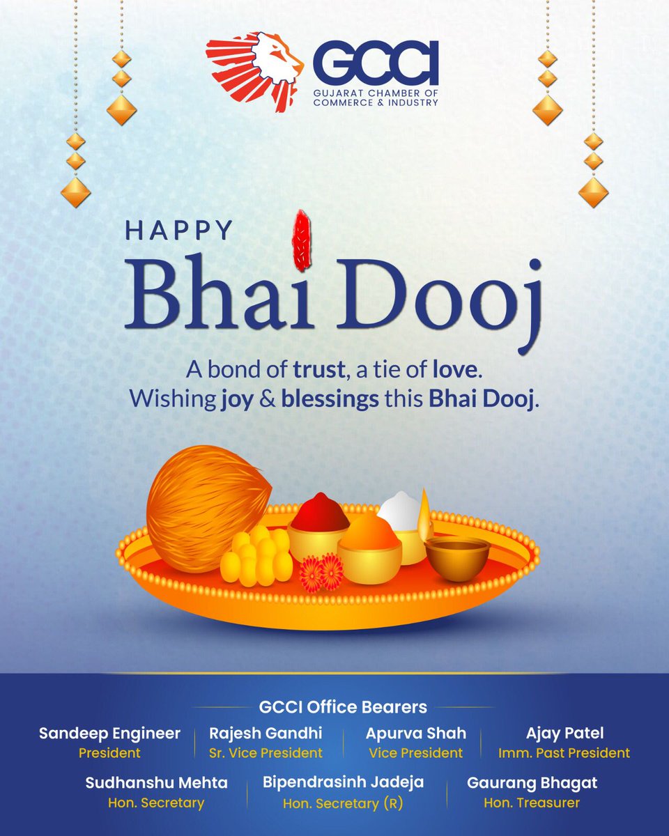 This Bhai Dooj, we honour the bonds that inspire collaboration, integrity and mutual respect - essential virtues in both personal and business spheres. Wishing all continued success and goodwill.

#bhaidooj2025 #festivalofbonds #celebratingconnections #gcci #bhaidooj