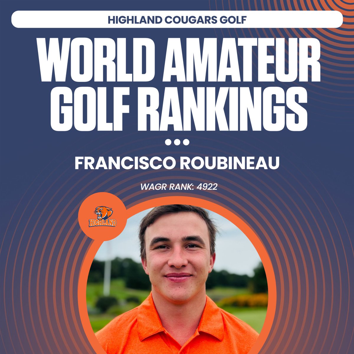 🌎 Big news for Cougar Golf’s own Francisco Roubineau! 🐾

Francisco is now ranked #4,922 in the World Amateur Golf Ranking (WAGR) — placing him among the top amateur golfers on the planet. This global ranking reflects his consistency, talent, and dedication to the game. ⛳️
