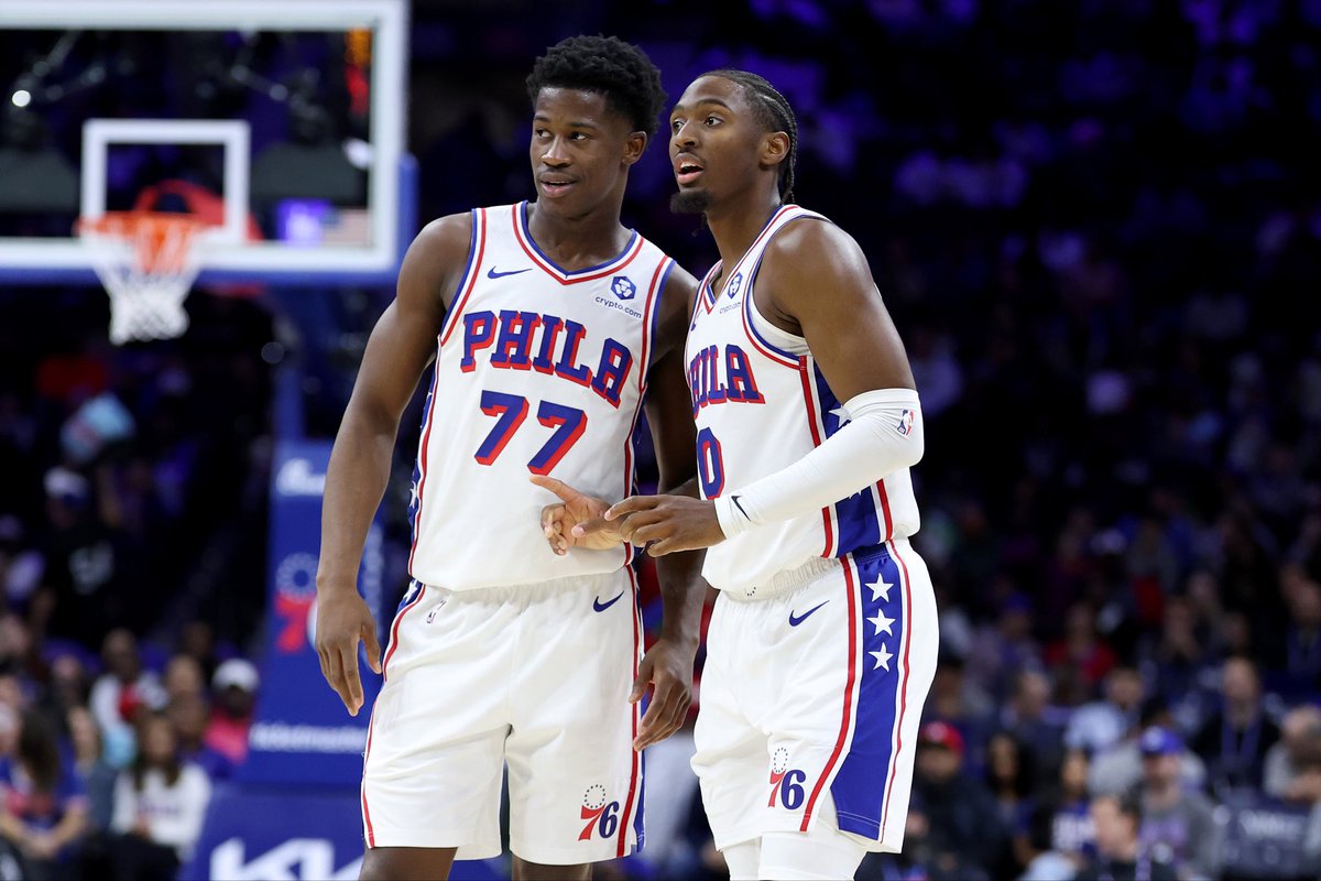 JoshReynolds24's tweet photo. Tyrese Maxey:

- 40 PTS
- 6 AST
- 7/9 3PT

VJ Edgecombe:

- 34 PTS
- 7 REB
- 3 AST

The backcourt combined for 74 points tonight… 74!!!!! Absolutely unbelievable comeback &amp; win for the Sixers. Impossible to describe how fired up I am about the future. LFG. https://t.co/t3h6lRwXty