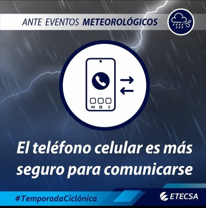 #ConsejoÚtil para esta #TemporadaCiclónica en Cuba. 
#EtecsaTeAcompaña
#EtecsaConCuba
#Etecsa_LasTunas