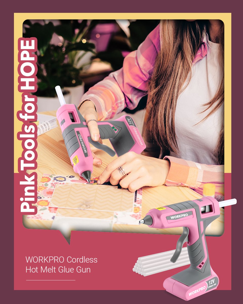 workpro_tools's tweet image. 💕 Bring your crafting dreams to life with our pink cordless glue gun! Your purchase of any pink WORKPRO tool results in a minimum annual donation of $15,000 to @nbcf. amazon.com/WORKPRO-Rechar…
.
#workprotools #PinkToolsForHOPE #nbcf #proudpartners #pinktools #gluegun
