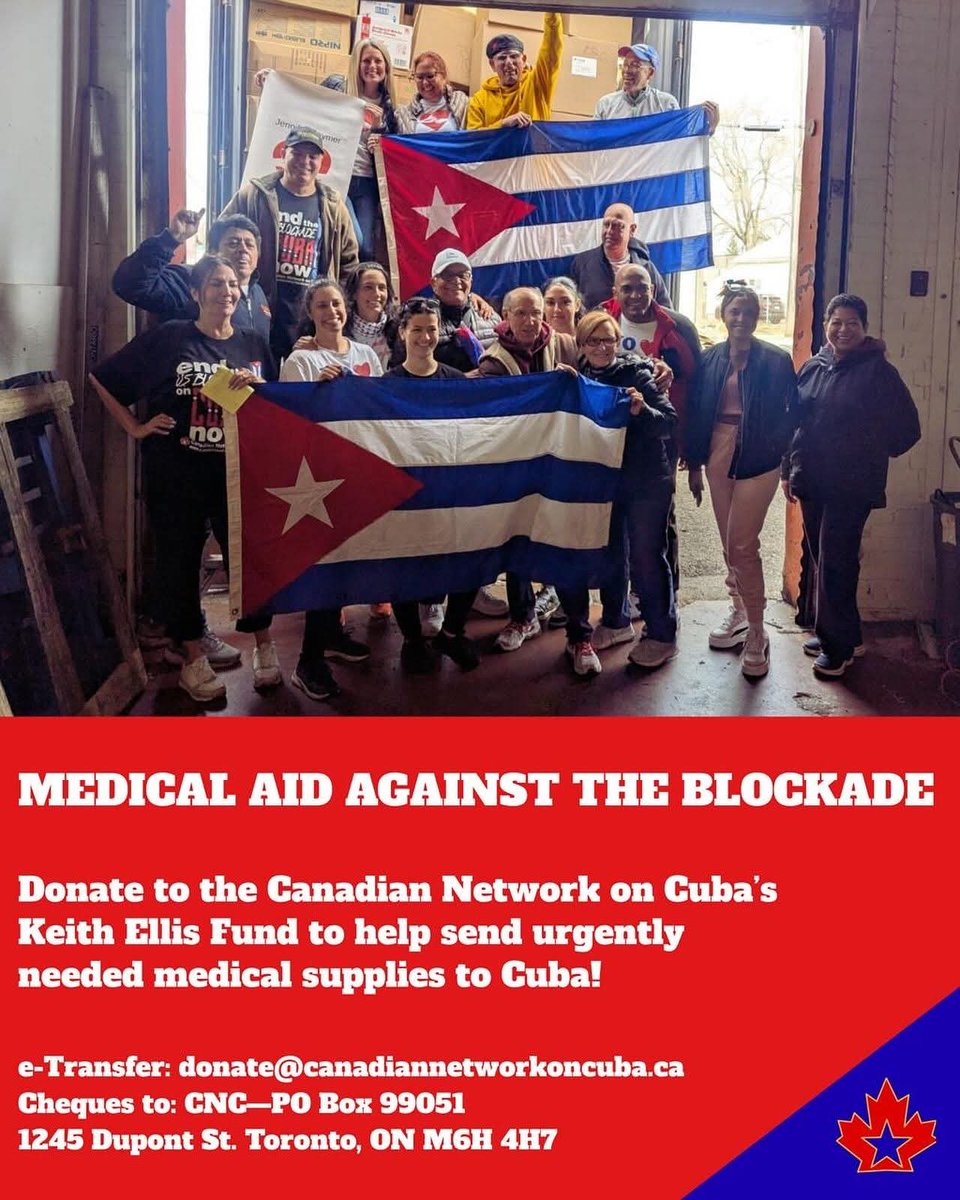 Solidaridad canadiense contra el bloqueo. #Cuba #CDRCuba #TumbaElBloqueo #CanadianNetworkOnCuba
