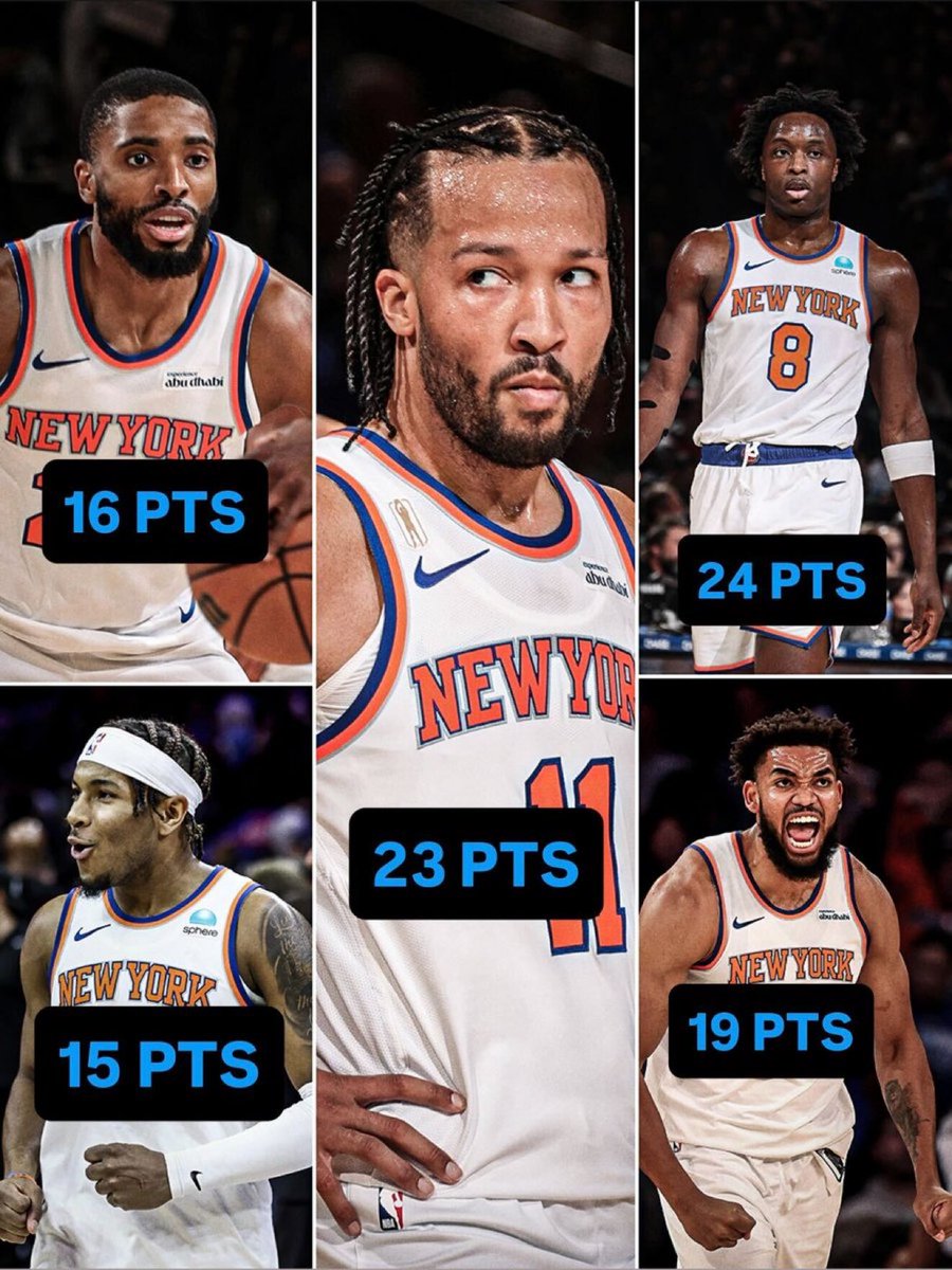 LOS KNICKS REPARTIERON LA RIQUEZA CON CINCO JUGADORES EN DOBLES CIFRAS PARA CONSEGUIR LA VICTORIA EN LA NOCHE DE APERTURA 🔥