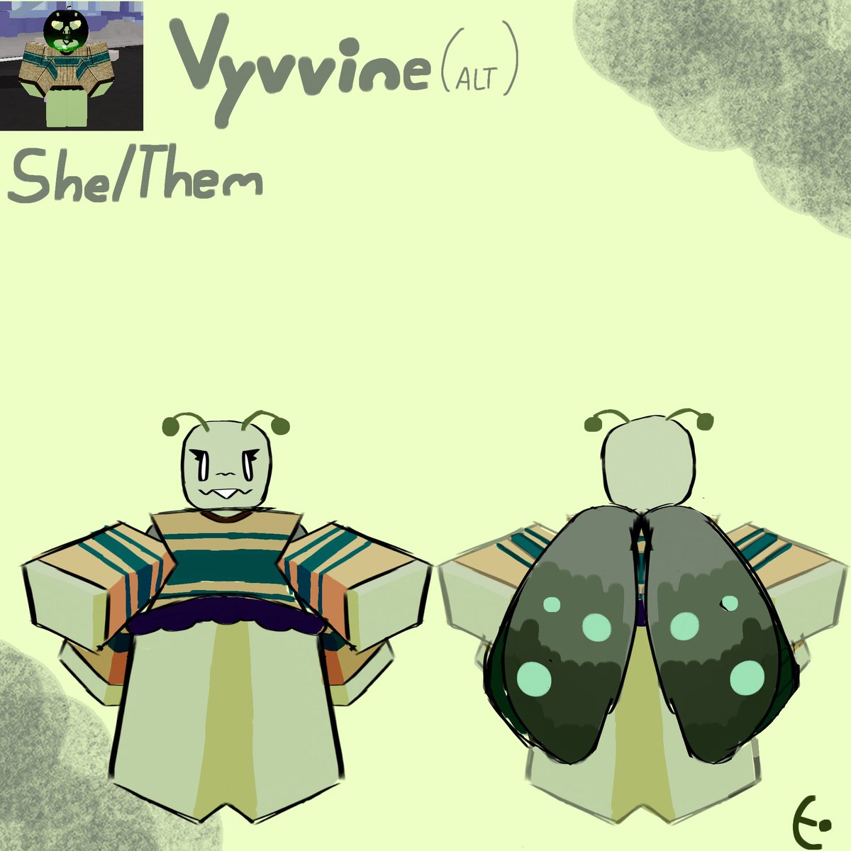 chronol_gy's tweet image. NEW OC PLEASE look here!! yeah yeah she’s a bug that’s evil and walks old ladies across the street yeah 👍 #robloxart #roblox #robloxoc #bug
