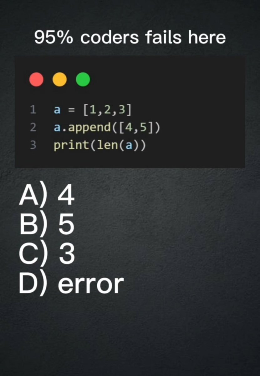 Python_Dv's tweet image. Comment your answers below! 👇