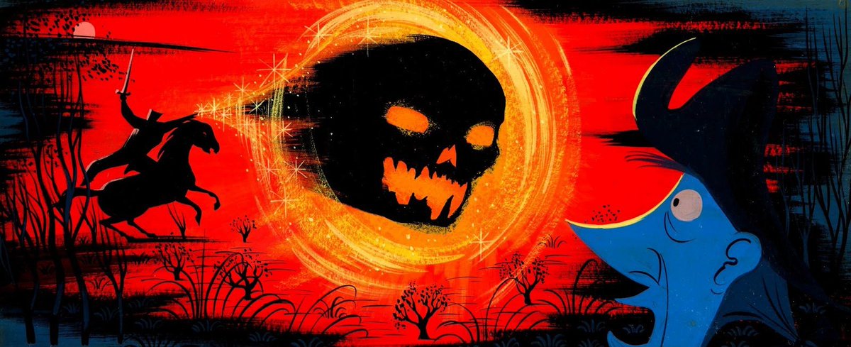 🎃🗡🐎 Mary Blair's magnificent Headless Horseman concept art for Disney's The Adventures of Ichabod and Mr. Toad (1949). 1 of 2