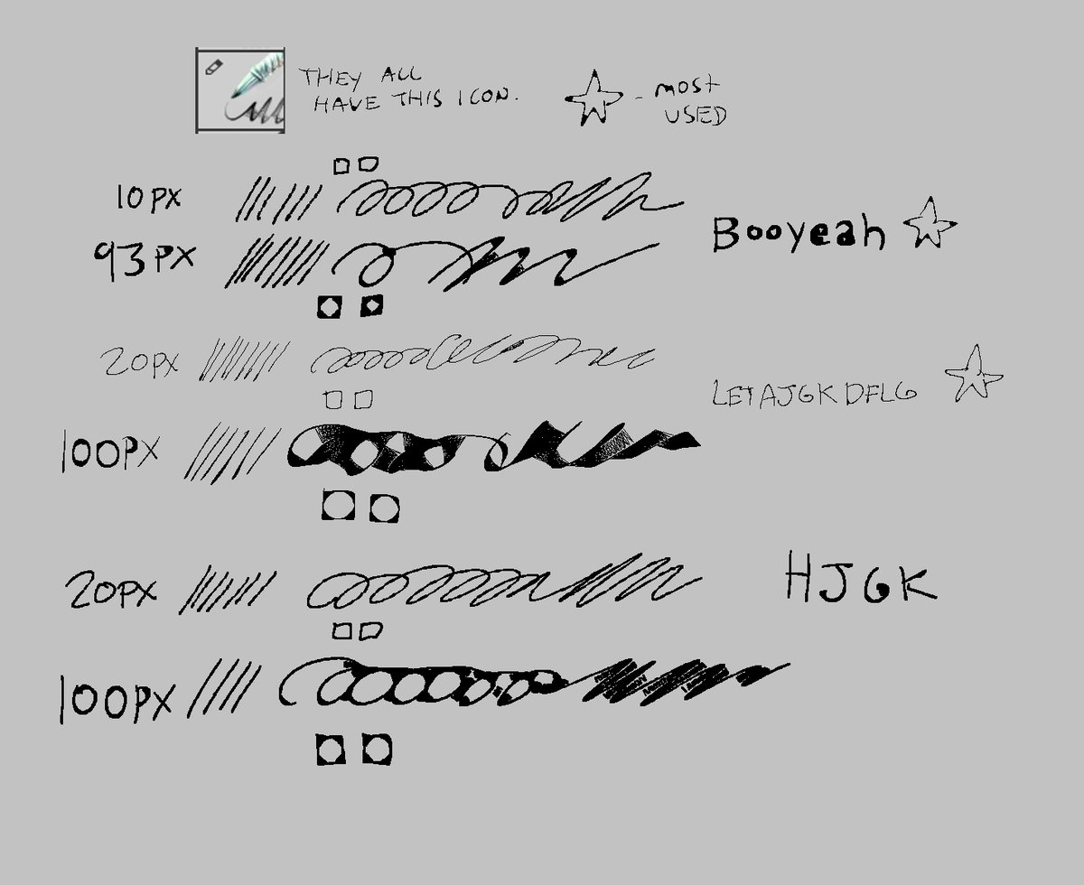 Underfellx's tweet photo. https://t.co/9XZ6fVmxtV

They're just default brushes with edited settings, feel free to rename them LOL

NOTE: Some of them are only in black ink

Last image is how to hopefully use them https://t.co/2lZI0Xc4Ec