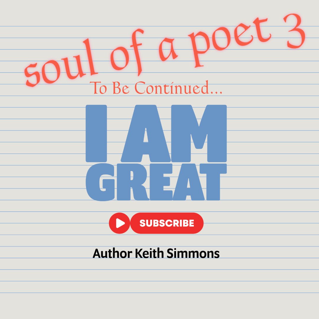 1KeithXpress's tweet photo. I am great
Written by: Keith Simmons
#POEMS #WritingCommunity
#YouTube #authors #poetrycommunity
https://t.co/jpD6WiiJmu https://t.co/vcKgNyW6aS