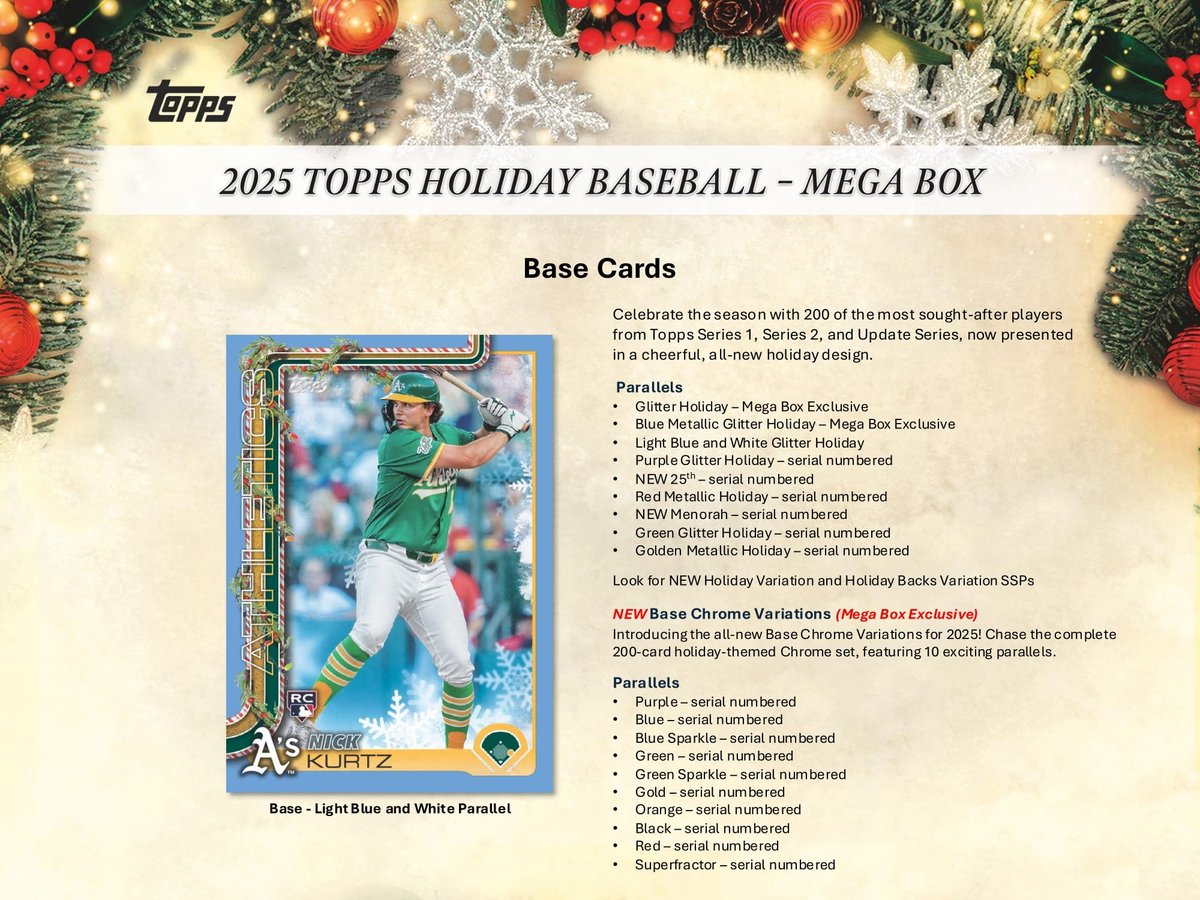 ⚾『MLB 2025 TOPPS HOLIDAY BASEBALL MEGA BOX』 本日出荷！！11/1発売！
