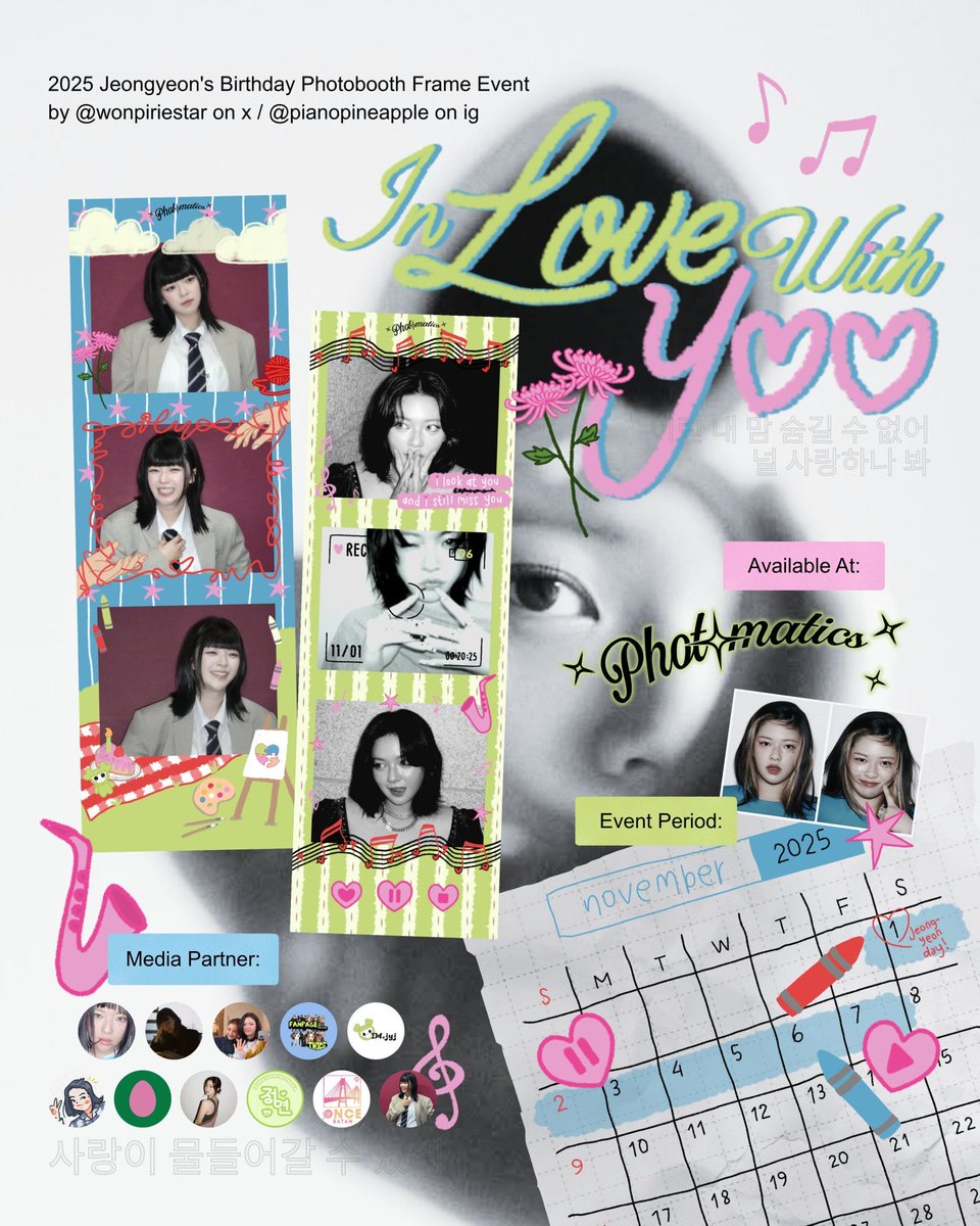 pydhtw's tweet photo. ♪·¯·♫¸ 𝓘𝓃 𝓛ℴ𝓋ℯ 𝒲𝒾𝓉𝒽 𝒴𝒪𝒪¸♫·¯·♪
Jeongyeon's Birthday Photobooth Frame Event by @wonpiriestar
🌸 1 — 7 November 2025
📽 Photomatics @photomaticsid
use #InLoveWithYOO and let the world know where your love line takes you 💖🎨☁️
#JEONGYEON #정연 #TWICE #트와이스 https://t.co/XixZrprwVw