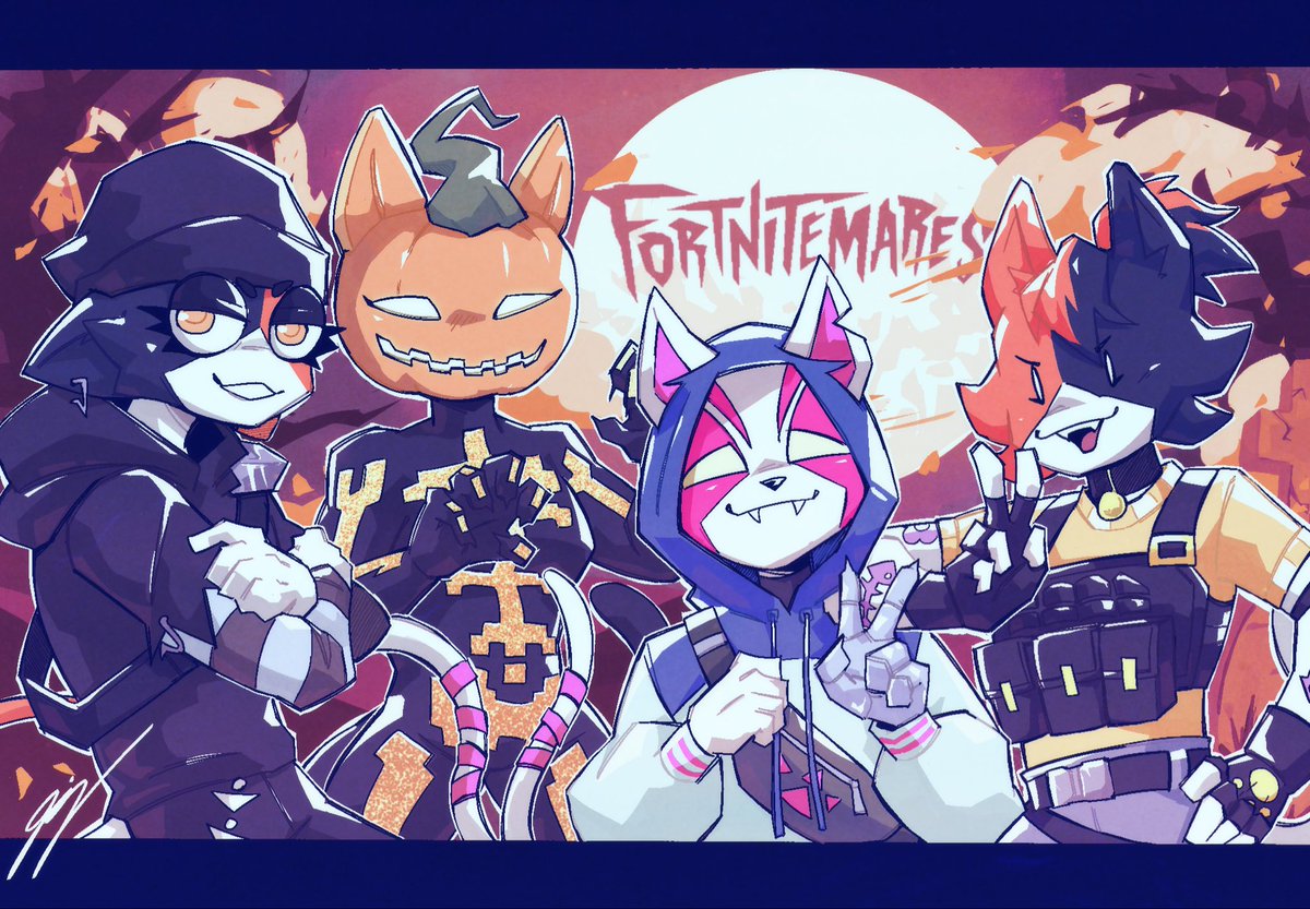 JojoDelte's tweet photo. Fortnitemares Cat Girls! (Wanted to draw spice in some form) #FortniteArt #Nyanja #meowskulls #CateMeowdy https://t.co/vUysgIOYou