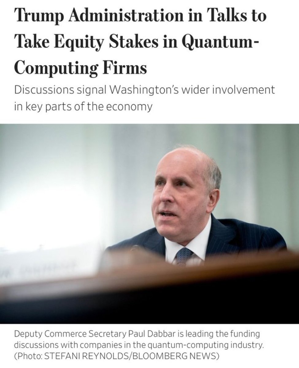 Trump administration is in talks to take equity stakes in quantum firms through $10M funding awards. 

$IONQ, $RGTI, $QBTS, $CCCX &amp; $LAES now sit at the center of U.S. tech policy as quantum becomes the next strategic frontier after semis.