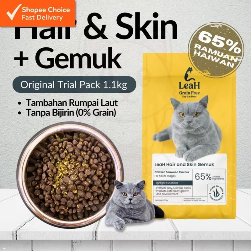 slimamor100's tweet photo. Check out LeaH 34 Hair and Skin Gemuk 1.1kg Grain Free Premium Dry Cat Food Picky High Protein Makanan Kucing BSH for RM33.16. Get it on Shopee now! https://t.co/7JMAHQCyAa https://t.co/NEfqGTbk3i