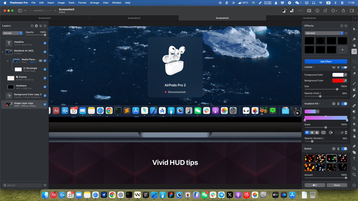 lexrus's tweet image. Pixelmator Pro 的 App Screenshot 模板做 App Store 截图很省力