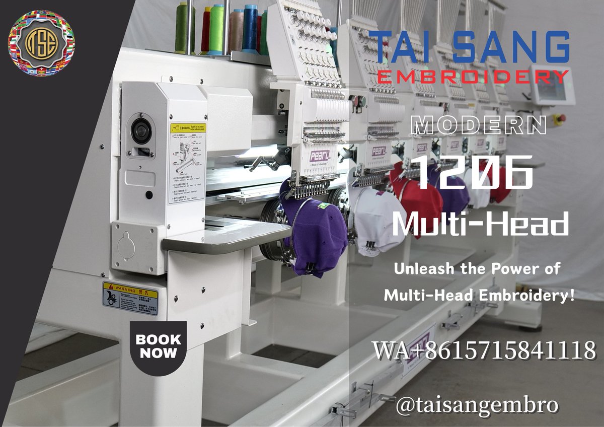 TaiSangCN's tweet image. โจ PEARL | MODERN 1206 โจ
Unleash the Power of Multi-Head Embroidery! ๐ช๐งต
Experience precision, speed, and style with the PEARL Modern 1206 โ built for those who dream big and produce more. ๐
wa.me/8615715841118
#PEARL #Modern1206 #EmbroideryMachine #MultiHeadEmbroidery