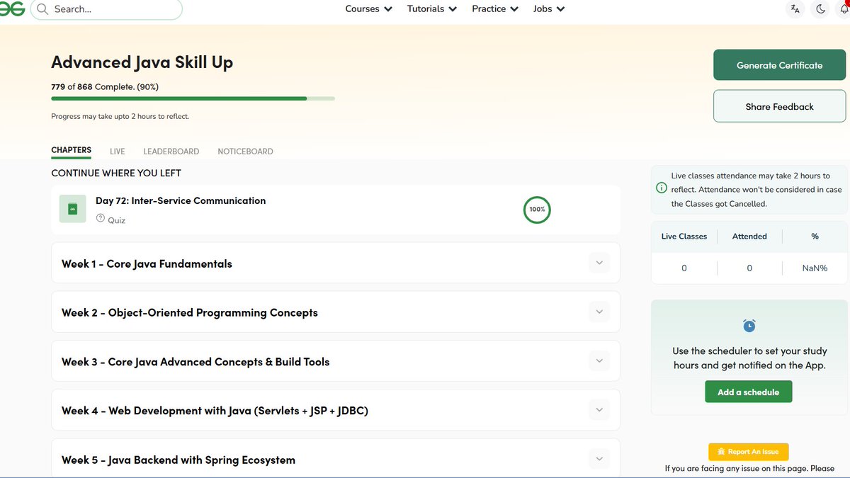 Ayushtiwari7819's tweet image. Day 72 Done ✅
Advance Java
#skillupwithgfg #nationskillup #100DaysOfCode #learninpublic #buildinpublicI #java #DSA @geeksforgeeks @sandeep_jain
Course Link - geeksforgeeks.org/batch/skill-up…