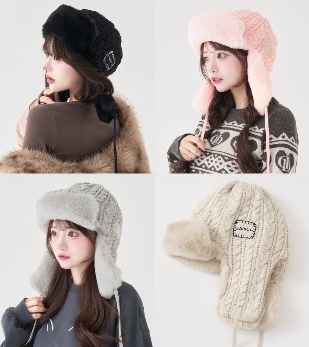 ふわふわファー×ケーブルニットのフライトキャップが登場🤍❆:*。小顔